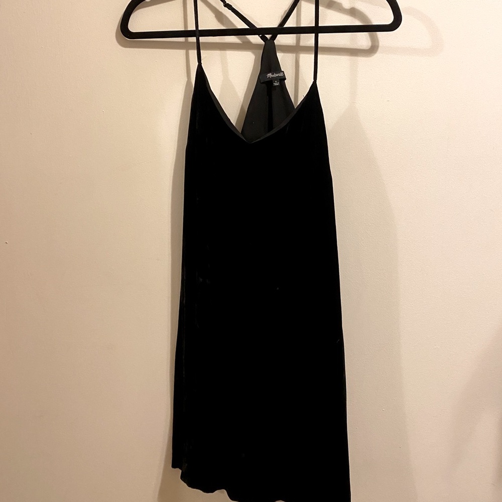 Black velvet mini dress